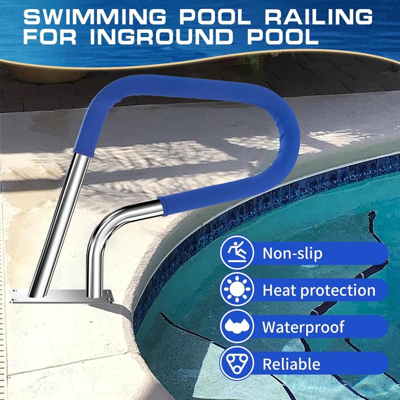 yeezo 30x22 Inground Pool Rail, Rustproof #304SS Swimming Pool Stair Step handrail Railing with no-Slip Cover. - Image 3